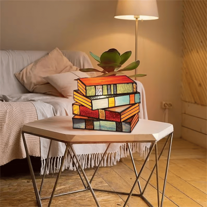 Stained Glass Stacked Books Lamp📚