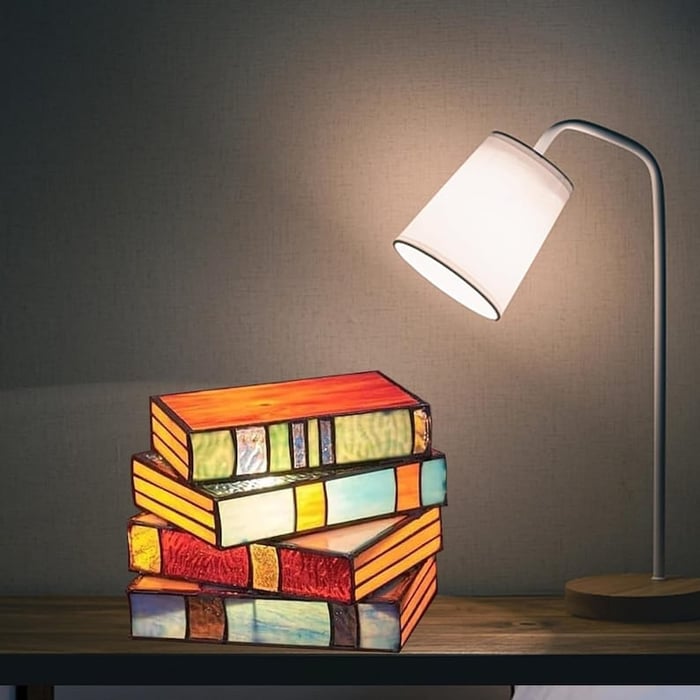 Stained Glass Stacked Books Lamp📚